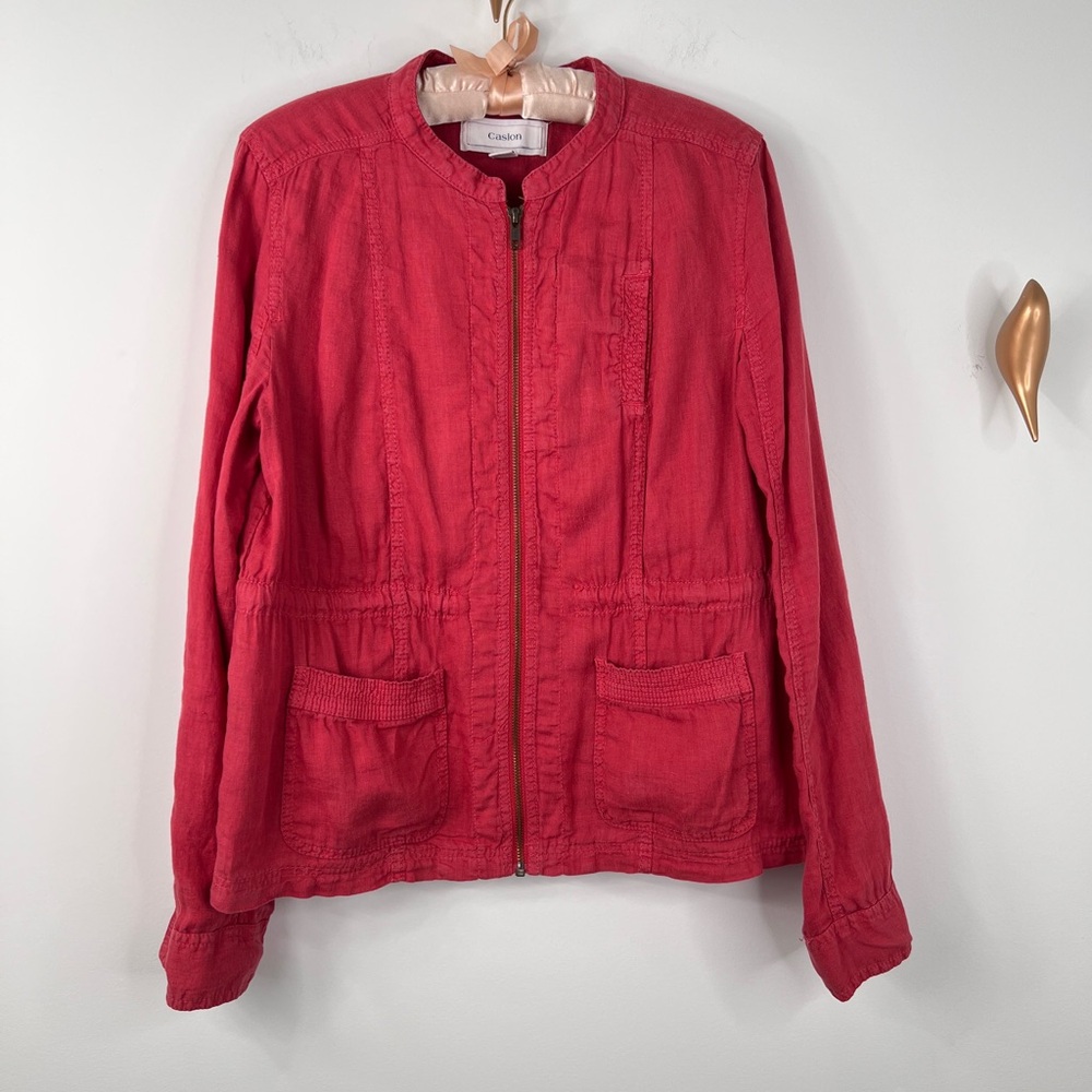 Nordstrom Caslon Women's Bold Red Linen Utility Jacket